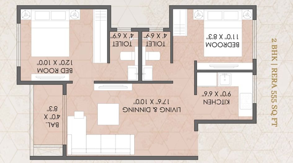 Shreeji-Skyrise-Centralink-Floor-Plan-2 BHK-555 Sqft